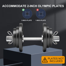 Load image into Gallery viewer, Uboway Olympic Dumbbell Handles: 16" Olympic Dumbbell Bar for 2" Olympic Weight Plates, Loadable Dumbbells with 4 Spring Collars, Home Gym Strength Training