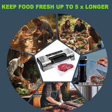 Load image into Gallery viewer, Potane Precision Vacuum Machine,Pro Food Sealer with Built-in Cutter and Bag Storage(Up to 20 Feet Length), Both Auto&Manual Options,2 Modes,Includes 2 Bag Rolls 11”x16’ and 8”x16’,Compact Design