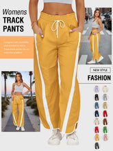 Load image into Gallery viewer, Fisoew Women's Baggy Wide Leg Pants Casual Drawstring Elastic Waisted Contrast Color Workout Y2K Track Pants Yellow