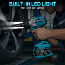 Load image into Gallery viewer, 1/2 Inch Cordless Impact Wrench, 900 Ft-lbs (1200 N·m) High Torque Brushless Impact Driver Gun, 2300 RPM, 2×4.0 Ah Batteries, LED Light, 4 Sockets, Variable Speed Power Tool for Car & Tire Removal