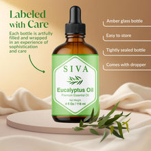 Load image into Gallery viewer, Siva Eucalyptus Essential Oil, Glass Bottle with Dropper, 4 Fl Oz (118 ml)