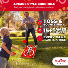 Load image into Gallery viewer, SWOOC Games - Coney Island Toss™ - Arcade Style Cornhole Board Set w/Carrying Case & 15+ Games - Corn Hole Games for Adults - Kids Bean Bag Toss Game - Kids Cornhole Set w/Bags - Outdoor Yard Games