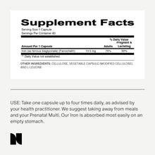 Load image into Gallery viewer, Needed. Iron for Prenatal, Pregnancy, Breastfeeding, Postpartum | Thyroid Function, Immune Support, Energy, Birth Weight, Baby's Neural Development | 60ct