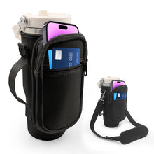 Load image into Gallery viewer, for Stanley Iceflow Flip Straw Tumbler 30 oz, Water Bottle Cup Holder Cover Carrier Sling Bag with Strap, Pouch Pocket for Phone / Accessories, add Handle for Stanley Flip Straw, Neoprene (Black)