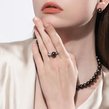 Load image into Gallery viewer, mihiarii Tahitian Black Pearl Anniversary Ring Moissanite Iced Out Sterling Silver S925 Rings Birthday Mothers Day Valentines Day Christmas Gifts for Mom Her Women 7