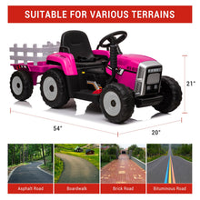 Load image into Gallery viewer, Garvee 12V 4.5Ah Kids Ride on Tractor with Trailer & Remote Control, 5Mph Speed, Toddler Electric Vehicle Car with Headlights,2+1 Gear Shift, Music, USB for 3-6 Years Children, Two 25W Motors, Rose
