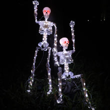 Load image into Gallery viewer, Starweeks Halloween Decorations Outdoor Skeletons Set - 2 Pack 36" (90cm) Light Up Skeleton with LED Lights & 2 Red Eyes, Poseable Full Body, Indoor Halloween Decor for Yard, Porch (White)