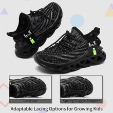 Load image into Gallery viewer, GLYGML Kids Shoes for Boys Girls Running Tennis Sneakers Athletic Walking Gym Sports Lightweight Breathable for Toddler/Little Kid/Big Kid All Black Size 12