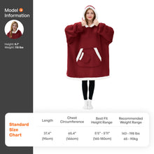 Load image into Gallery viewer, Giggling Getup Wearable Blanket Hoodie for Women Men Gifts for Women Mom Wife Sherpa Fleece Hooded Blanket Sweatshirt Warm Cozy Sherpa Wearable Throw with Pocket & Sleeves for Adult Standard Burgundy