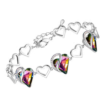 Load image into Gallery viewer, Leafael Infinity Love Heart Link Bracelets, Crystal Bracelet for Women, Silver Tone Jewelry Gifts for Her, Healing Stone for Protection, Rainbow Tourmaline Black, 7-inch Chain and 2-inch Extender