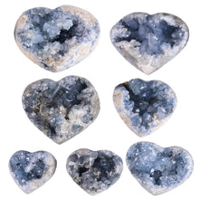 Load image into Gallery viewer, MOGEMT Large Raw Blue Celestite Crystal Geode Heart Shape Natural Healing Crystal Cluster Irregular Celestine Stone Home Decor 4-6 Lbs