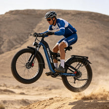 Load image into Gallery viewer, E·Bycco 9000W Peak Dual Motor E-Bike for Adults, 52V 30AH, 55M P H Top Speed, 100 Miles Long Range, Full Suspension, Hydraulic Brake, 26 Inch Fat Tire Electric Bike (V9 Blue with Cycling Bag)