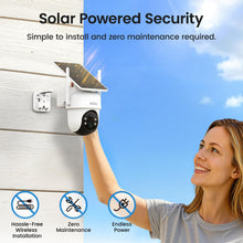 Load image into Gallery viewer, aosu Security Cameras Outdoor Wireless, 4 Cam-Kit, No Subscription Required, Solar-Powered, Home Security Cameras System with 360° Pan & Tilt, Auto Tracking, 2K Color Night Vision, Easy Setup