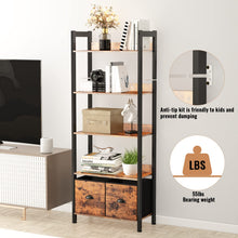 Load image into Gallery viewer, Furologee 5 Tier Bookshelf and Entryway Table Set, Adjustable Tall Bookcase with 2 Drawers, 38'' Console Sofa Table with 3 Fabric Drawers