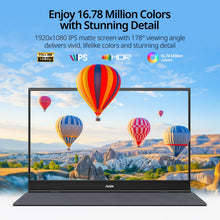 Load image into Gallery viewer, MNN Portable Monitor 15.6inch FHD 1080P USB C HDMI Gaming Ultra-Slim IPS Display w/Smart Cover & Speakers,HDR Plug&Play, External Monitor for Laptop PC Phone Mac (15.6'' 1080P)