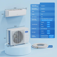 Load image into Gallery viewer, ROVSUN 11500 BTU Wifi Enabled Mini Split Air Conditioner & Heater, 17 SEER2 115V Inverter Ductless Wall AC Unit with Pre-Charged Condenser, Heat Pump & Installation Kit