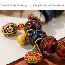 Load image into Gallery viewer, ximeilai Fragrant Grey Glass Hand Chain Swallows Gold Beast to Heal Anxiety, Relieve Feng Shui, Bring Luck and Luck Great Gift Gifts (red)