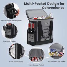 Load image into Gallery viewer, ZAKEEP Cooler Backpack, 36 Cans Multifunctional Leakproof Cooler Backpack with Padded Top Handle, Mesh Pocket for Camping BBQ (Gray)
