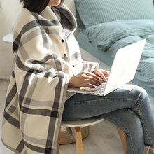 Load image into Gallery viewer, Krorifiu Fleece Wearable Blanket,Office Blankets Desk Chair Wrap Shawl Poncho Throw,Comfy Warm Lap Bed Sofa Travel Cape Cover (01grey White)