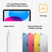 Load image into Gallery viewer, Apple iPad 11-inch: A16 chip, 11-inch Model, Liquid Retina Display, 128GB, Wi-Fi 6 + 5G Cellular, 12MP Front/12MP Back Camera, Touch ID, All-Day Battery Life — Blue