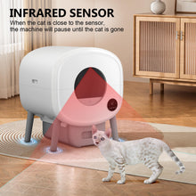 Load image into Gallery viewer, Cumrige Self Cleaning Litter Box, Large Capacity Automatic Cat Litter Box Self Cleaning for Cats, App Control,Safety Protection, 2 Roll Garbage Bags,White & Grey