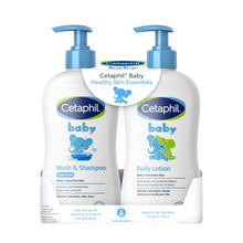Load image into Gallery viewer, Cetaphil Baby Wash & Shampoo Plus Body Lotion, Healthy Skin Essentials, Head to Toe Hydration for up to 24 Hours, for Delicate, Sensitive Skin, 2-Pack,White
