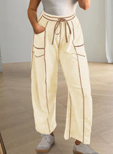 Load image into Gallery viewer, Yanekop Womens Baggy Wide Leg Pants Casual Summer Palazzo Pants Drawstring Waist Lounge Pants with Pockets(Beige,S)