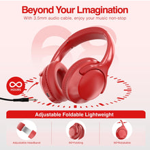 Load image into Gallery viewer, MIDOLA Bluetooth Headphones Over Ear 68H Playtime 6 EQ Wireless Headset with Microphone HiFi Stereo Foldable Lightweight Deep Bass for Travel Home Office Cellphone Red