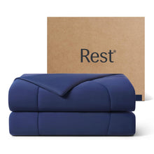 Load image into Gallery viewer, REST® Evercool® Cooling Comforter, King/Cali King, Blanket for Hot Sleepers, All Season Bedding to Keep Cool for Night Sweats, Breathable Lightweight Duvet, 106x90 Inches, Midnight Blue