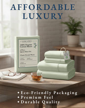 Load image into Gallery viewer, LANE LINEN 100% Organic Cotton Sheets Queen Size Bed Set, Machine Wash Eco Friendly Sustainably Produced Cotton Queen Sheet Set, Soft & Comfy Long Stabple Naturally Cooling Sheets– Mineral