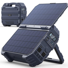 Load image into Gallery viewer, BROWEY 1600W (3200W Peak) Portable Power Station, 1024Wh LiFePO4 Battery with Built-in Solar Panel, 100W USB-C PD, Solar Generator for Camping, RV, Home Backup, Emergency (Dark Blue)