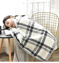 Load image into Gallery viewer, Krorifiu Fleece Wearable Blanket,Office Blankets Desk Chair Wrap Shawl Poncho Throw,Comfy Warm Lap Bed Sofa Travel Cape Cover (01grey White)