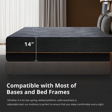 Load image into Gallery viewer, EGOHOME 14 Inch King Size Memory Foam Mattress for Back Pain, Cooling Copper Gel Bed in a Box, Foam Made in USA, CertiPUR-US Certified, Therapeutic Medium Firm, 76x80x14 Black