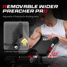 Load image into Gallery viewer, Keppi Fitness Weight Bench, 1200LBS Workout Bench with Leg Extension/Curl and Preacher Curl Attachment, Flat Incline Decline Weight Bench for Home Gym - Bench3000 Max