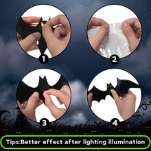 Load image into Gallery viewer, Halloween Decorations Indoor - Bats Halloween Decorations Plastic Spooky Scary 3D Bats for Halloween Party Bathroom Kitchen Home Room Outdoor Wall Glow Eyes Bats Stickers Gothic Decor 56 Pcs