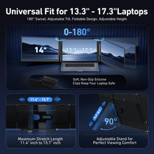 Load image into Gallery viewer, Vixtan 14" Triple Laptop Screen Extender, 3.0 lbs Lightweight FHD IPS Portable Monitor for Laptop, USB-C Plug & Play Multi Screen Attachment for 13-17.3" laptops with Windows/Mac/Chrome