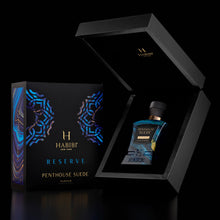 Load image into Gallery viewer, H HABIBI Penthouse Suede Extrait De Parfum – 2.5oz Deluxe Parfum for Men and Women – Long Lasting Unisex Women’s Perfume with Metallic Notes, Crystal Amber – All Day Evening Women and Men Cologne