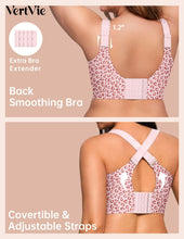 Load image into Gallery viewer, Vertvie Jelly Bras for Women Plus Size Minimizer Soft Wireless Push Up Bra Full Supportive Older Lift Back Coverage Bralette(Leopard Pink,42D)
