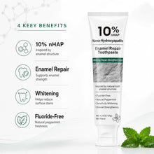 Load image into Gallery viewer, 10% Hydroxyapatite Toothpaste, Nano Hydroxyapatite Toothpaste, Fluoride Free Toothpaste for Sensitive Teeth, Helps Rebuild Enamel, Remineralizing Toothpaste for Daily Use, 4 Pack