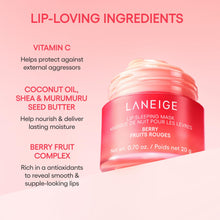 Load image into Gallery viewer, LANEIGE Lip Sleeping Mask & Topper: Hydrating Korean Lip Treatment Mask with Matching Topper to Hold Applicator Spatula | Shea Butter, Vitamin C & Murumuru, Antioxidants | Korean Skin Care