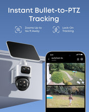 Load image into Gallery viewer, eufy Security eufyCam S4 2-Cam Kit, 4K Solar Wireless Outdoor Security System,3-Lens Bullet-PTZ cam, 360° Coverage,Cross-Cam Track, AI Facial Recognition, 8X Zoom,0 Monthly Fee,Expandable up to 16TB