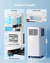 Load image into Gallery viewer, Feelfunn 8000 BTU Portable Air Conditioner, 3-in-1 Cools 350 Sq.Ft, Quiet AC with Fan & Dehumidifier, LED Display, Remote, 24H Timer, Window Kit, for Bedroom/Office/Dorms