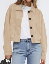 Load image into Gallery viewer, PRETTYGARDEN Women's Faux Suede Cropped Jacket Casual Lightweight Fall Fashion 2026 Winter Coats Outerwear Trendy Clothes (Beige,Medium)