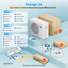 Load image into Gallery viewer, ROVSUN 4 Zone 38000 BTU (12K/12K/12K/12K) Mini Split AC/Heating System, 20 SEER2 Quad Zone Ductless Wall Mounted Air Conditioner with Pre-Charged Condenser, Heat Pump & 25Ft Line Set, 208-230V