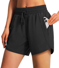 Load image into Gallery viewer, Ksmien Women's 5"/ 7" Athletic Running Shorts Quick Dry Lightweight Workout Gym Shorts with Zipper Pockets UPF 50+ Black M