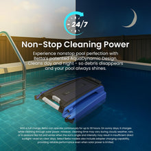 Load image into Gallery viewer, Betta SE Solar Powered Automatic Robotic Pool Surface Skimmer Cleaner with 24/7 Continuous Cleaning Battery Power and Re-Engineered Twin Salt Chlorine Tolerant Motors (Blue)
