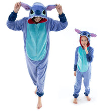 Load image into Gallery viewer, COSUSKET Snug Fit Unisex Adult Onesie Pajamas, Flannel Cosplay Animal One Piece Halloween Costume Sleepwear Homewear Light Blue