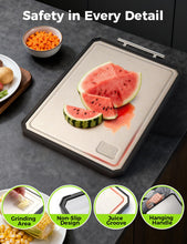 Load image into Gallery viewer, Titanium Cutting Board for Kitchen, Double Sided Non Toxic Titanium Cutting Board with JUICE GROOVE, Food-Grade Metal Chopping Board, Pure Titanium&Wheat Straw PP, Dishwasher Safe16.3”×11”-1 PC