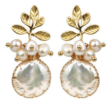 Load image into Gallery viewer, Pearl Earrings with 18k Gold Life Tree, 925 Sterling Needle & Baroque Pearl Drop Earrings for Women