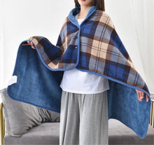 Load image into Gallery viewer, Krorifiu Fleece Wearable Blanket,Office Blankets Desk Chair Wrap Shawl Poncho Throw,Comfy Warm Lap Bed Sofa Travel Cape Cover (13blue Coffee)